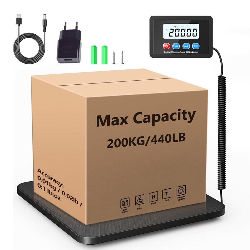 Digital Postal Scale 440 lb Heavy-Duty Shipping & Package Weighing Scale with Tare & LCD Display