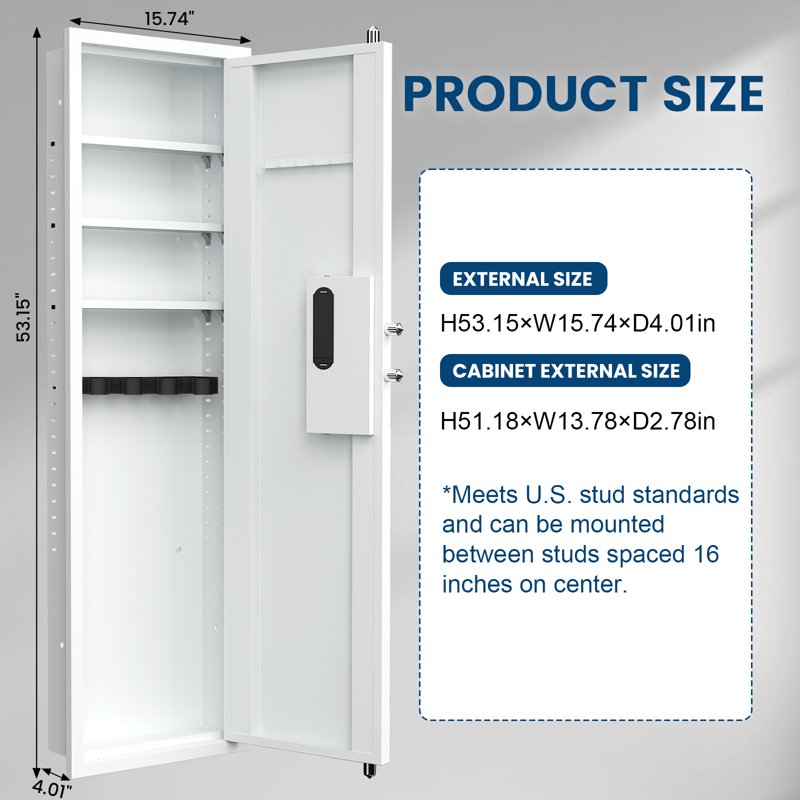 Wall Safe Hidden Gun Safe with Dual Alarm & Silent Mode - In Wall Security Safe