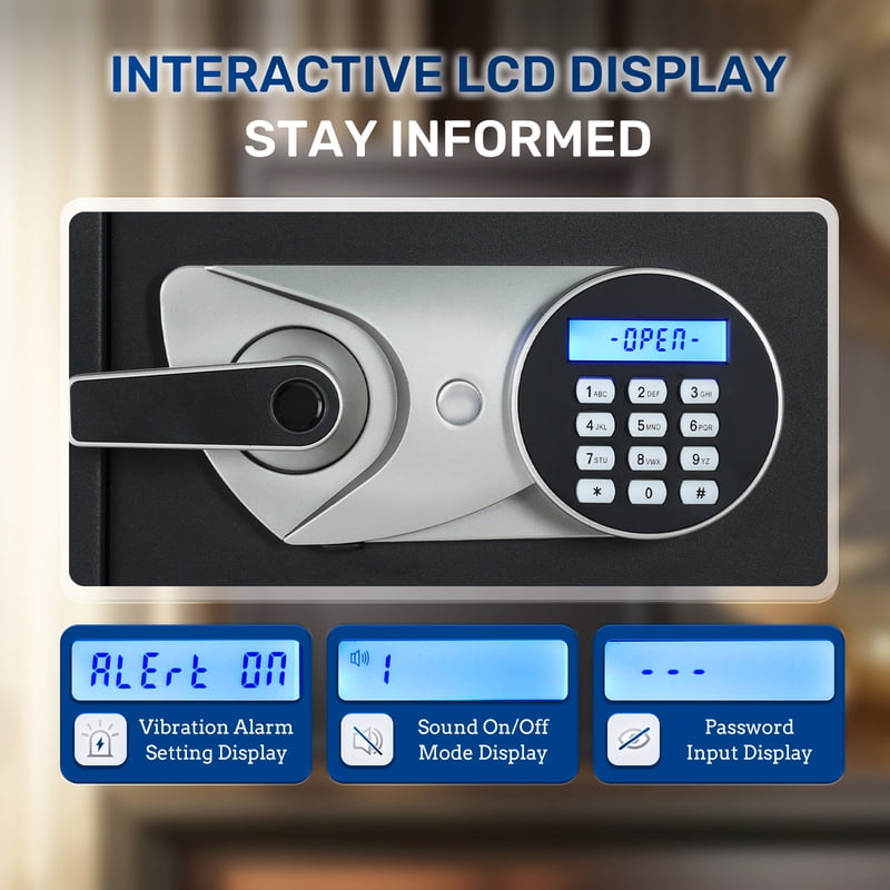 Biometric Safe Box with Fingerprint & Code Lock - Heavy Duty Steel Security Safe, Fireproof Document Storage, 1.0 CuFt