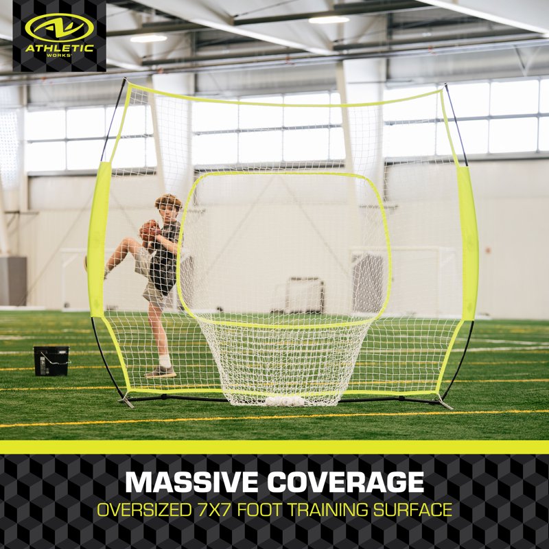 Baseball Softball Hit and Pitch Training Net with Strike Zone Target, 7x7 ft