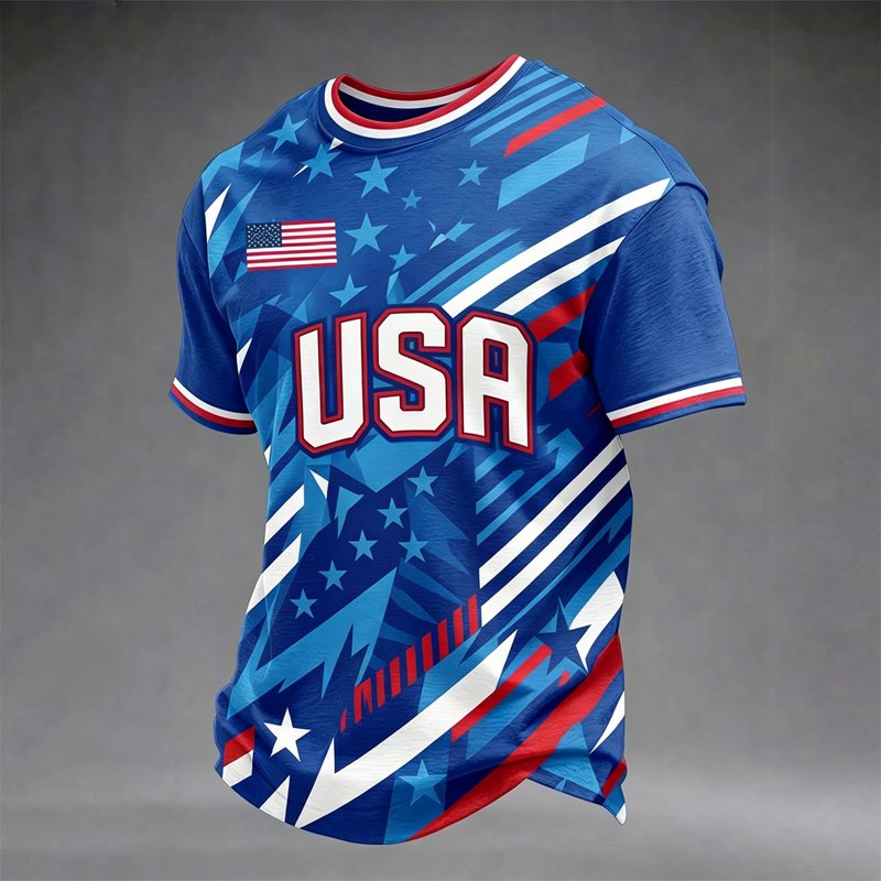 USA Soccer Jersey for Men 2026 Blue 4XL - Crewneck Short Sleeve Football Shirt