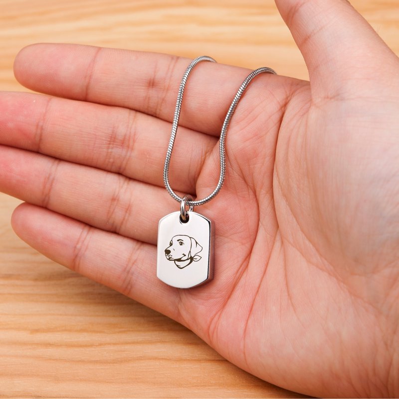 Pet Cremation Necklace Dog Tag - Stainless Steel Memorial Urn Pendant