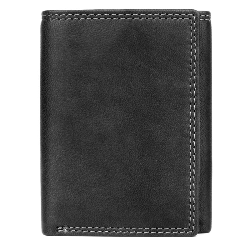 Men's Leather Hunt Three-Fold Wallet with Card Slots & ID Window
