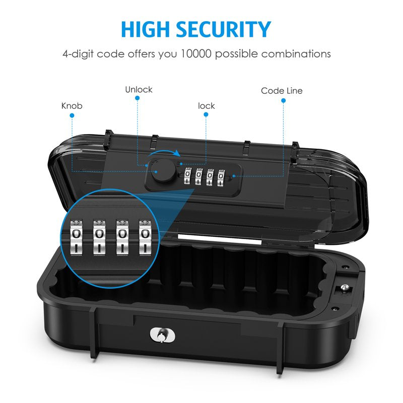 Portable Combination Safe Box for Money Jewelry Travel Security Waterproof