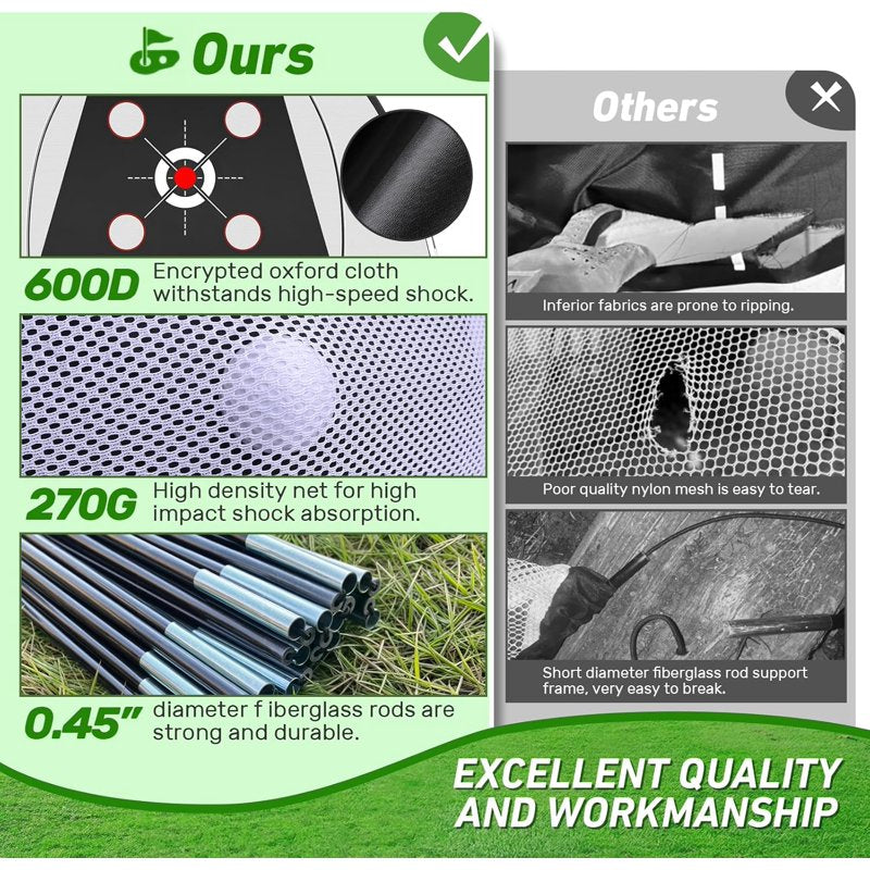Golf Net with Practice Mat 10x7ft - Hitting Aids for Backyard Golf Training, Indoor/Outdoor