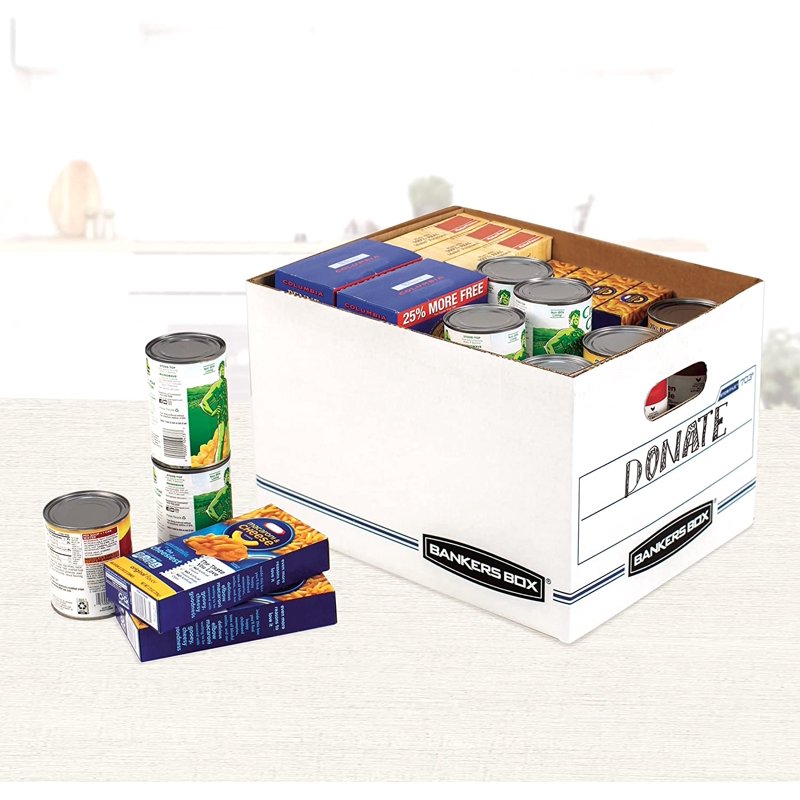 Stackable File Storage Boxes with Lift-Off Lid - White 6 Pack