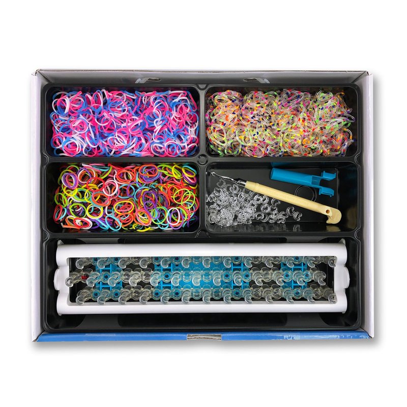 Rainbow Loom Rubber Band Bracelet Craft Kit with 1,800 Bands & Storage