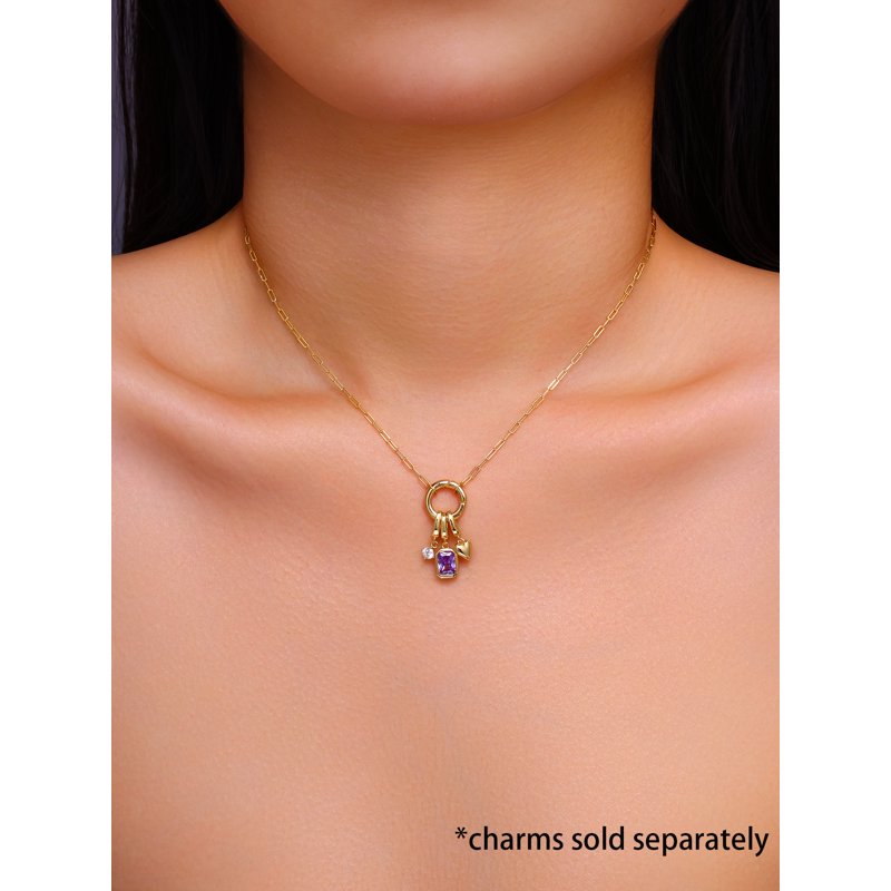 Gold and Silver Paperclip Chain Necklace with Charm Connector - 16 Inch + Extender