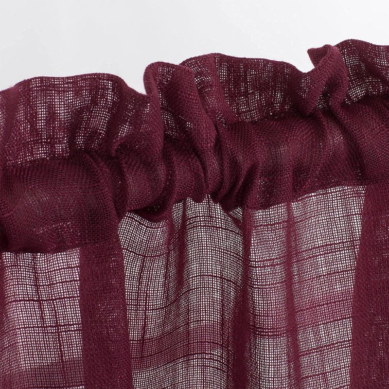 Linen Window Valance Semi Sheer Top Treatment for Small Windows - 52x18 inches