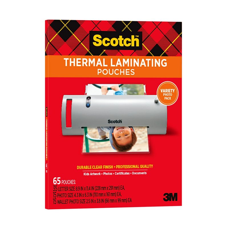 Thermal Laminating Pouches Set - Letter, Photo & Small Sizes, 65 Sheets
