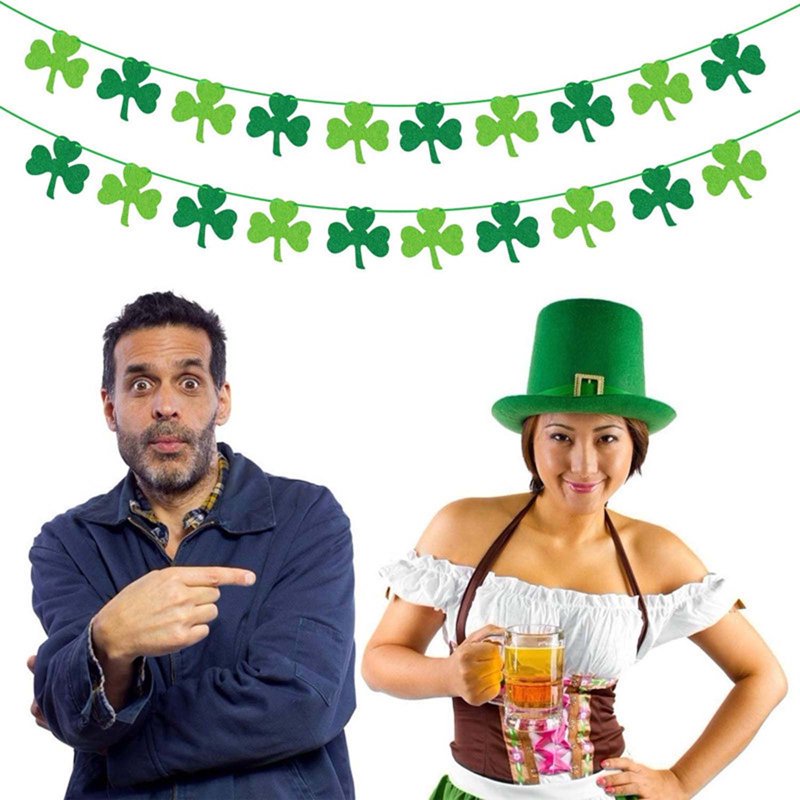 St Patrick's Day Decorations Shamrock Garland Banner for Irish Party Supplies