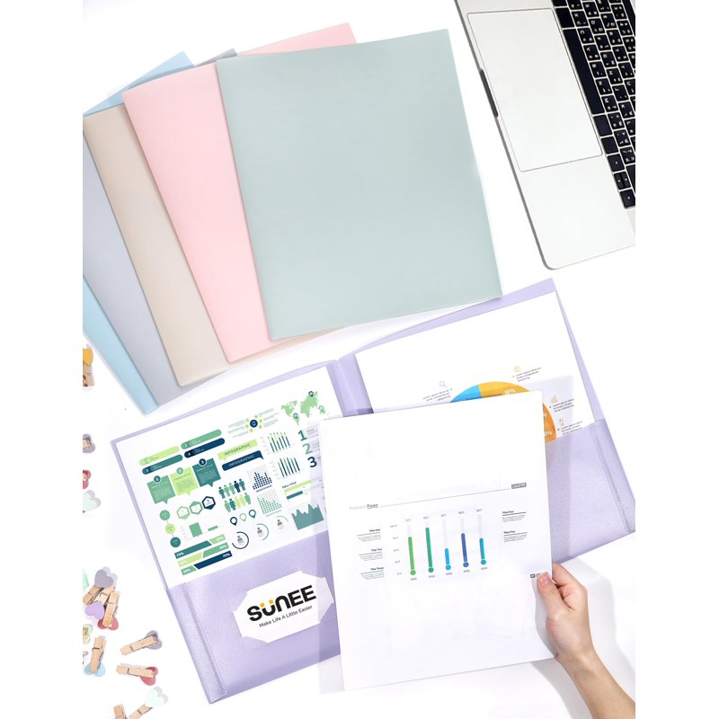 Plastic Folders with Pockets, 6 Pack Letter Size Document Organizers