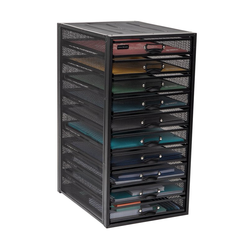 Mesh 10-Drawer Desk Organizer for Office, Crafts & Mail Sorting, Black or Silver
