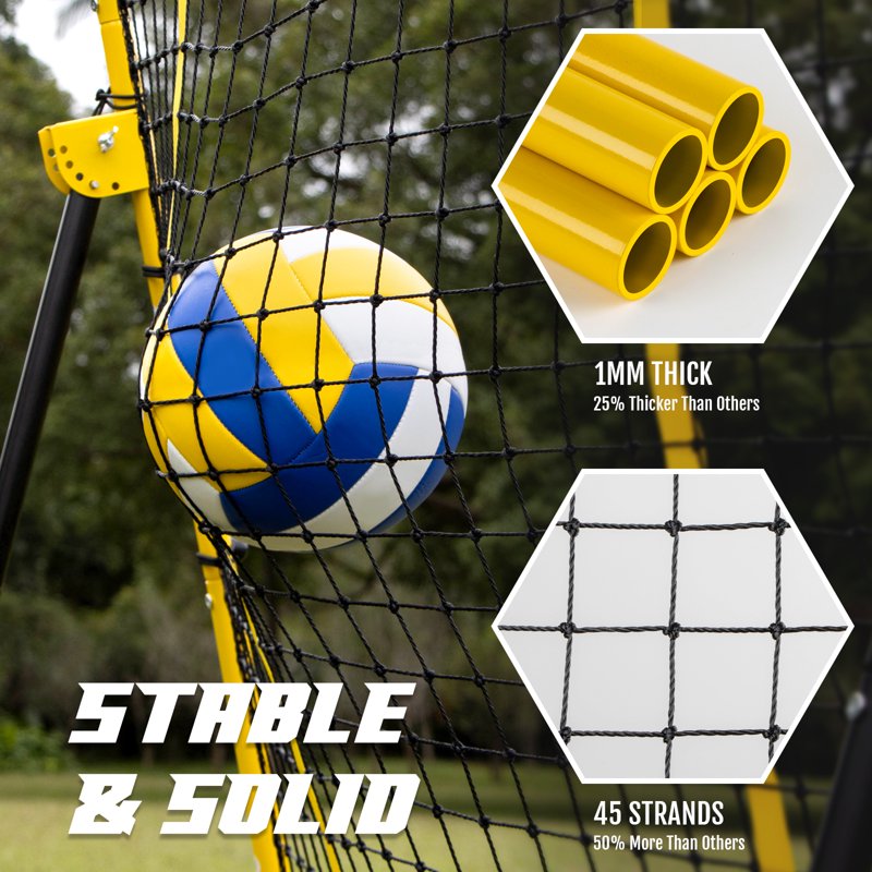 Volleyball Rebounder Net for Practice - Adjustable Angles 7x4 ft Training Equipment