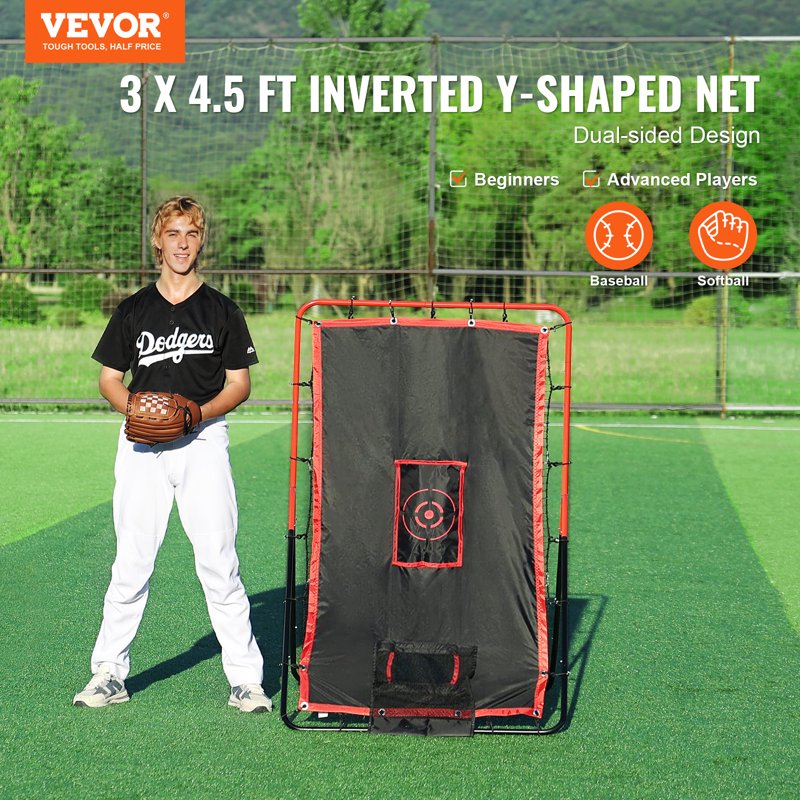 Baseball and Softball Rebounder Net 3.5x4.5 ft Pitching & Fielding Practice Trainer