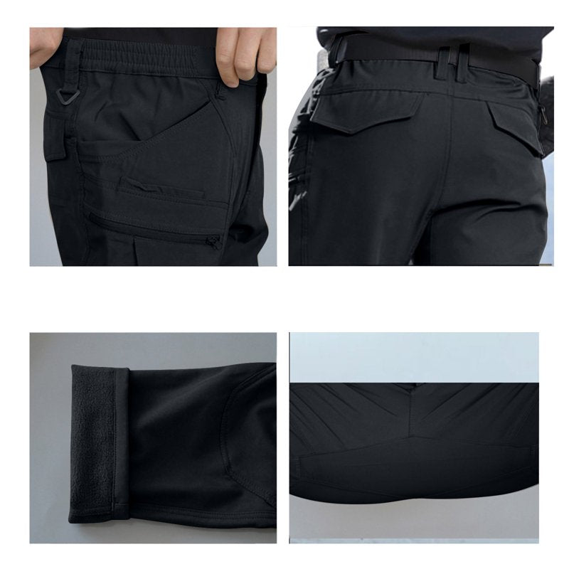 Men's Fleece Lined Tactical Cargo Pants - Waterproof Insulated Work Pants