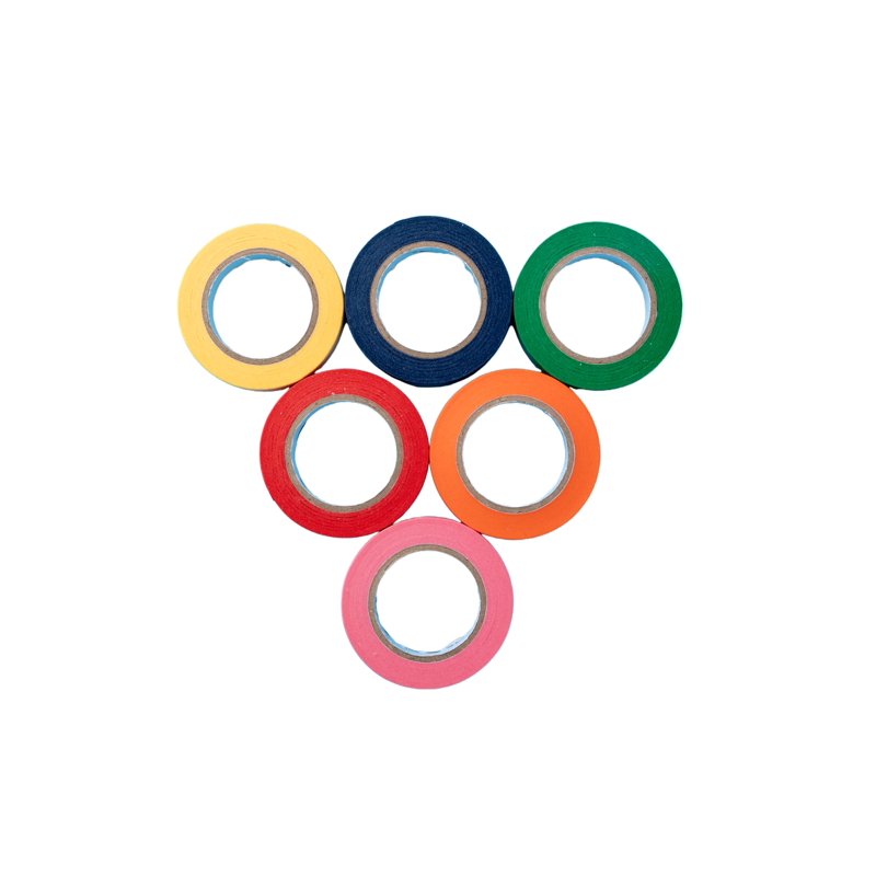 Multicolor Masking Tape Set - 6 Rolls, 0.59 in x 15 yds, Writable, Easy Tear