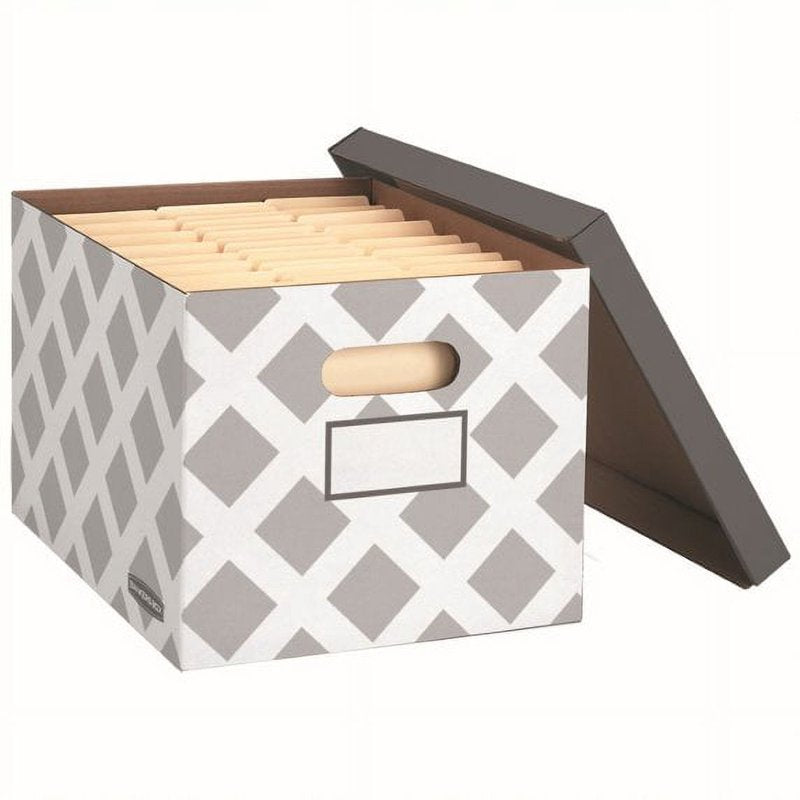 Decorative Letter and Legal File Box Set - Grey Diamond Design, 3-Pack