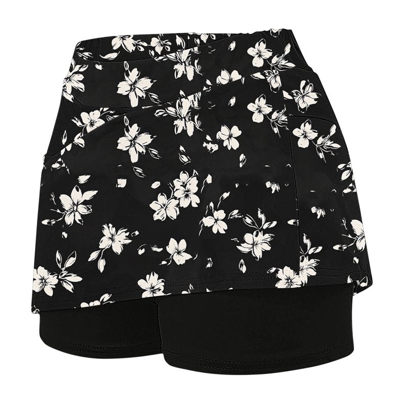 Women’s Floral Print Flared Skort with Built-in Shorts - Casual & Versatile