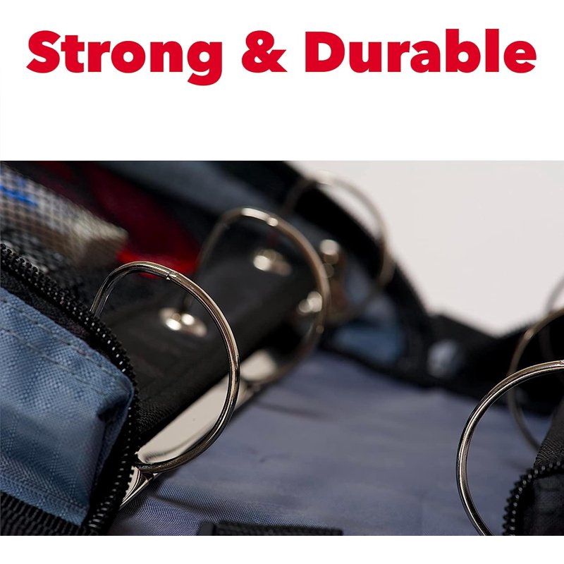 2-in-1 Zipper Binder with D-Rings, Pencil Pouch & Shoulder Strap - Multiple Colors