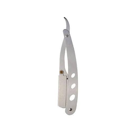 Straight Edge Barber Razor for Close Shaving - Professional Straight Blade Razor for Men (Silver)
