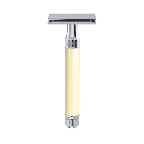 Edwin Jagger DE87BLAMZ Classic Double Edge Manual Eco-Friendly and Reusable Safety Razor for Men and Women for Shaving Cream or Soap Fits All DE Razor Blades (Imitation Ivory)