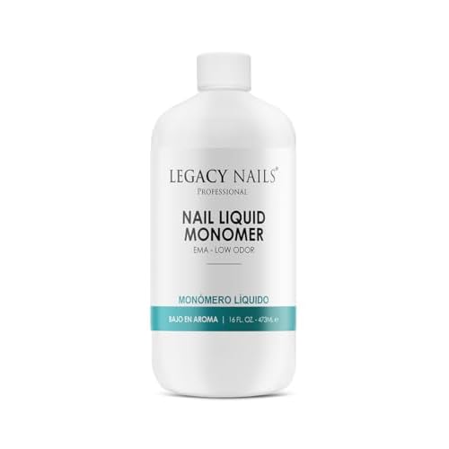 LEGACY NAILS Professional NAIL LIQUID MONOMER - MMA-Free, Acetone-Free, Low Odor Formula, Compatible with All Acrylic, Perfect for Nail Extensions, Sculpting & Overlays - 473ml / 16 FL.oz.