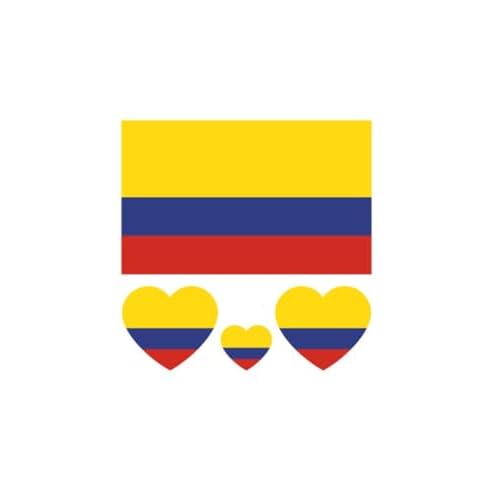 10 Sheets Columbia Colombia Flag Tattoos Stickers 40 Pcs Waterproof Sweat Sports National Flag Removable Fake Tattoos