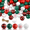 Christmas Wooden Beads Set 210 Pcs with Hemp Rope for Holiday DIY Crafts and Jewelry