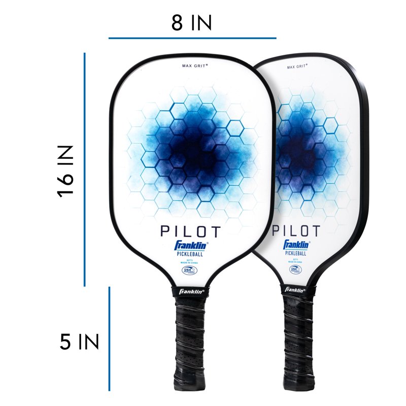 Pilot Pickleball Paddle Poly 10mm Core - USAPA-Approved (White/Blue) Franklin Sports