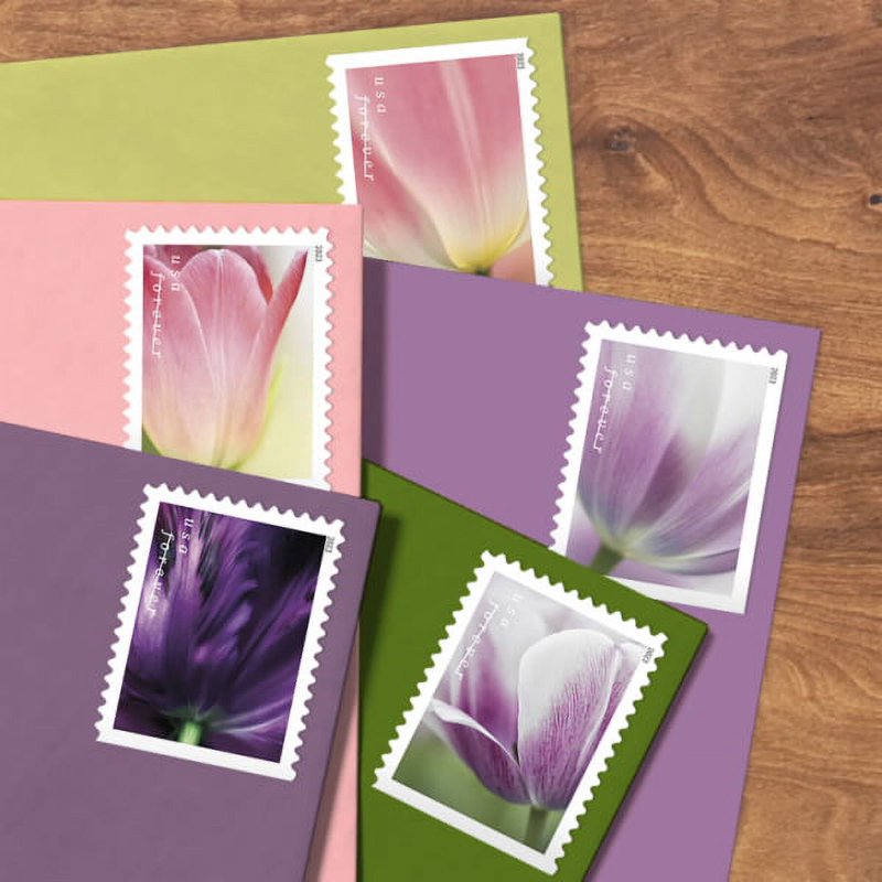 Tulip Blossom USPS Forever Postage Stamps Set of 10, 20, or 100 - Spring Flower