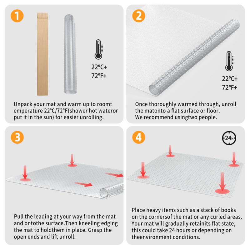 GPED 30 x 48 Inch Office Chair Mat for Carpet - Rectangle Studded Floor Protector