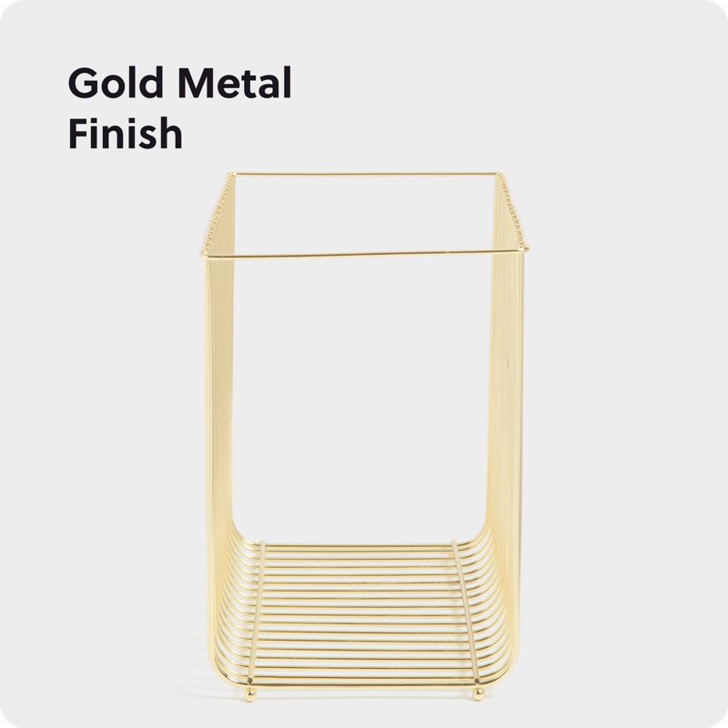 Gold Metal Hanging File Basket for Office & Home Organization - 9.2x12.4x6.1 Inches