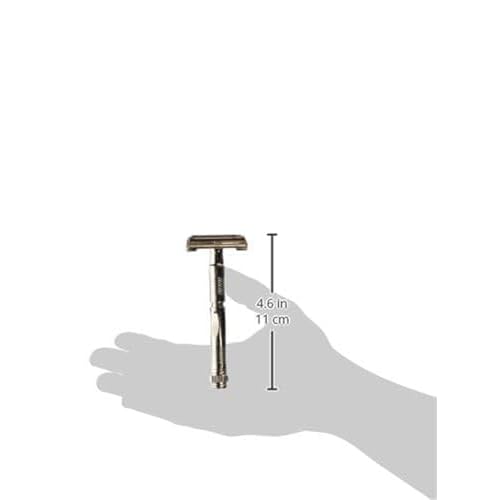 Parker, 90R Nickel Plated Long Handle Butterfly Open Double Edge Safety Razor for Men, 5 Parker Premium Platinum Double Edge Razor Blades Included