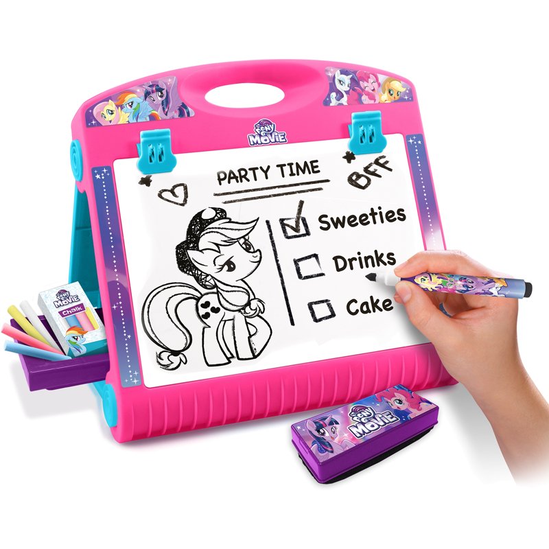 My Little Pony 3-in-1 Art Easel for Kids - Chalk & White Board, Storage Drawer