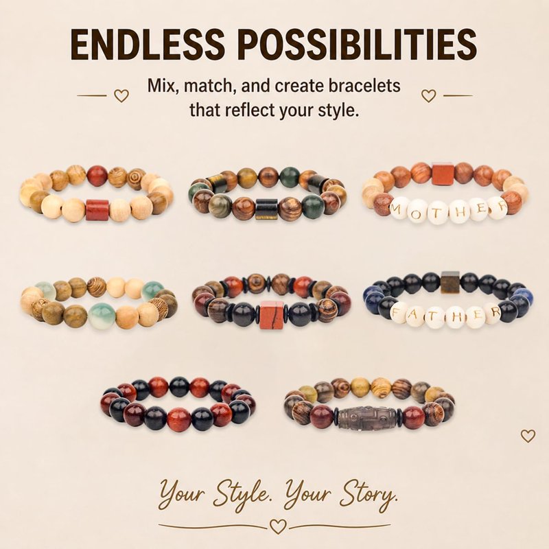 Wooden Beads Bracelet Making Kit for DIY Jewelry - 349 Pieces Natural & Letter Beads