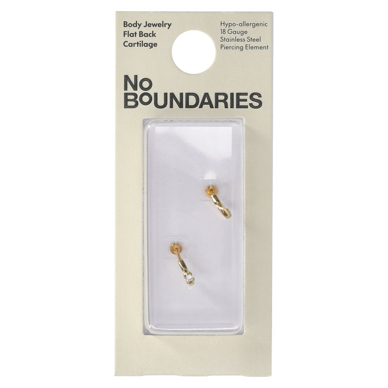 Women’s Gold-Tone Stainless Steel Half Hoop Cartilage Earrings Set - 2 Pieces