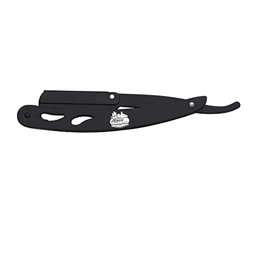 The Shave factory Straight Edge Razor Kit - with Single | Stainless Steel razors for men from the Factory (Black / Barber No23 50ml Cologne 100 Derby Professional Blades) 1.0 Count
