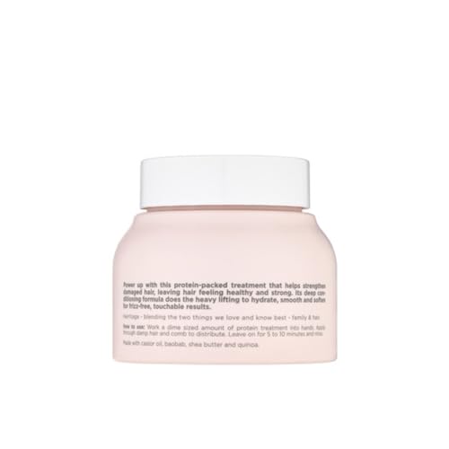 Hairitage Power Up Protein Treatment + Hair Mask with Shea Butter + Castor Oil for Dry Hair - Strengthen + Repair Dry + Damaged Hair - Hydrating Deep Conditioner, 8 Fl Oz