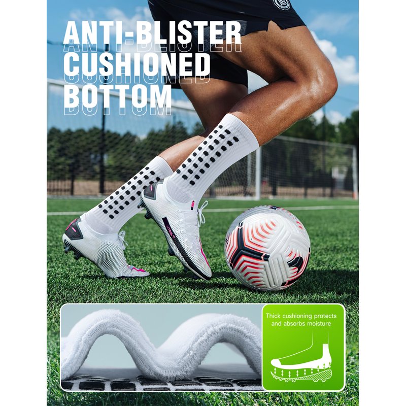 Men's Non-Slip Soccer Socks with Silicone Grip - Breathable Athletic Cushioned Sports Socks