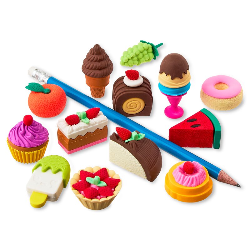 Treats Theme Novelty Eraser Pals Set – 25 Colorful Fun School Supplies