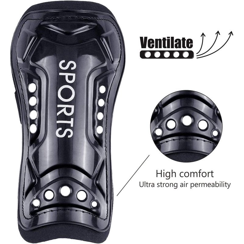 JXR Soccer Shin Guards for Kids - 1 Pair with Socks, Size S/M/L (Variation: Black 1 Pack) - Ages 3-12