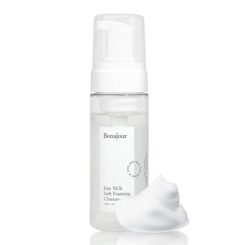 [BONAJOUR] Jeju Milk Soft Foaming Low pH Cleanser, Natural Face Wash For sensitive skin for Daily Face Washing 5.3 Fl. Oz