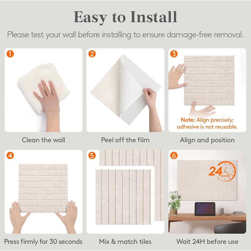 Large Felt Bulletin Board 48x36 Inches - Pack of 12 Wall Tiles with Pushpins
