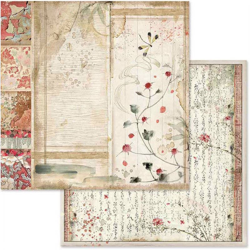 Double-Sided Scrapbook Paper Pad 8x8 Inches - Oriental Garden Design, 10 Sheets