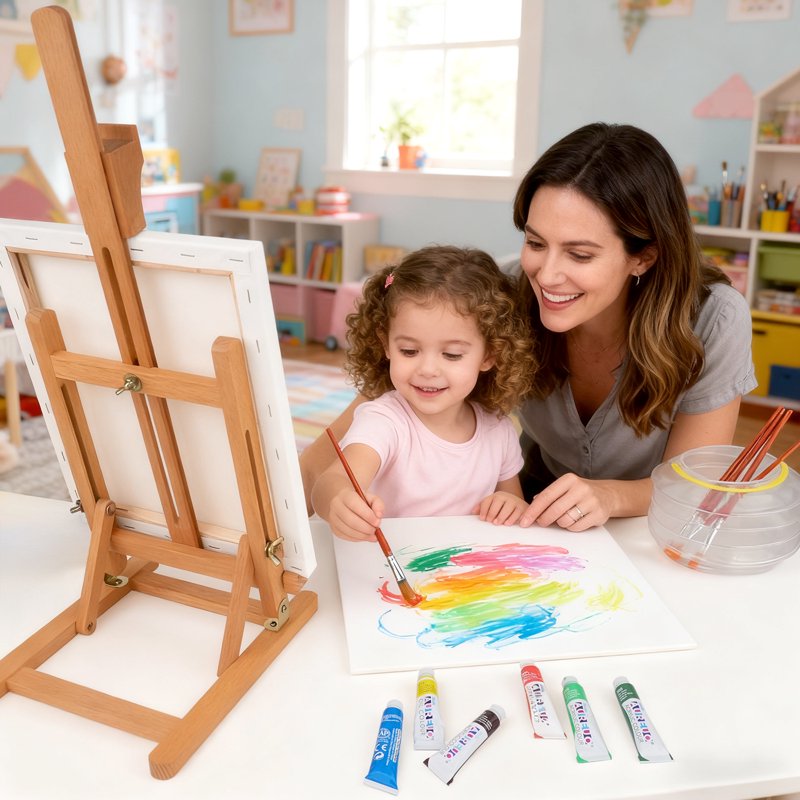 Complete Acrylic Painting Set with Easel, Canvases, Paints & Brushes - Artist Starter Kit