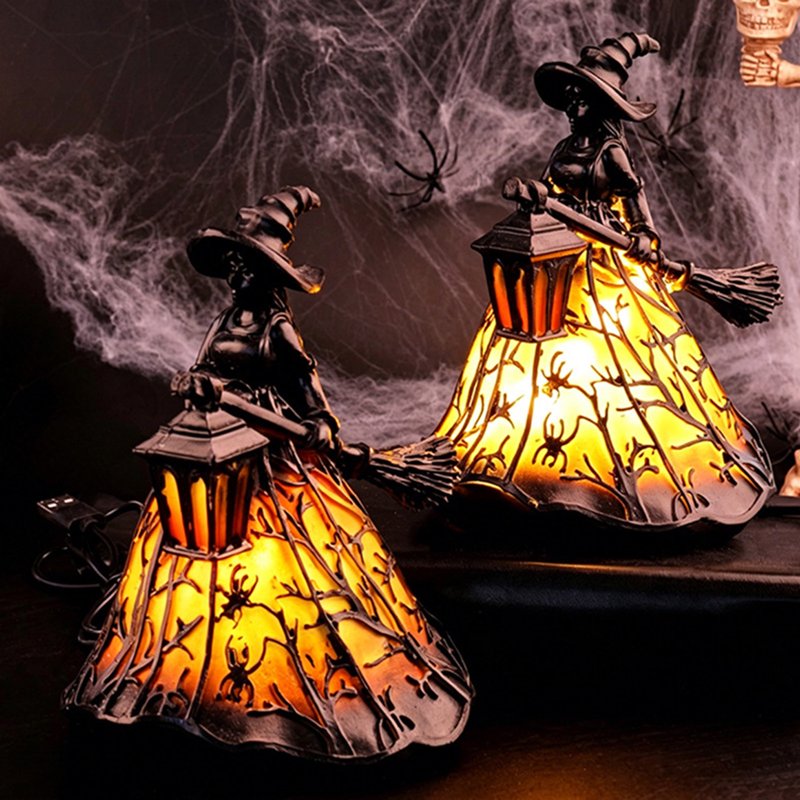 Halloween Witch Lamp Spooky Gothic Night Light Decorative Table Lamp
