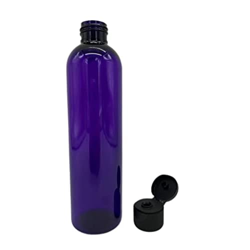 Natural Farms 8 oz Purple Cosmo Plastic Bottles -12 Pack Empty Bottle Refillable - BPA Free - Essential Oils - Aromatherapy | Black Flip Top Snap Cap - Made in the USA