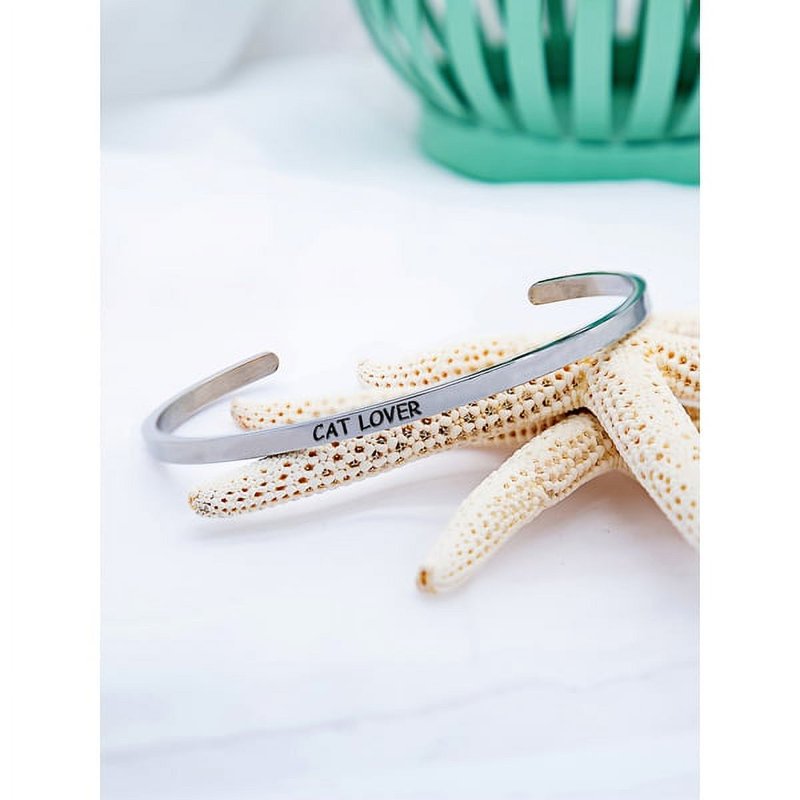 Engraved Stainless Steel Saying Bracelet for Women - 8 Inch