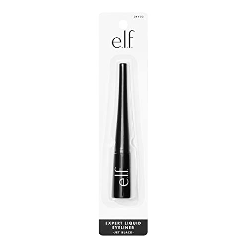 e.l.f. Liquid Eyeliner,High-pigment Liquid Eyeliner With Extra-Fine Brush Tip,Easy Glide Smudge-proof Formula,Jet Black,(Pack of 2)